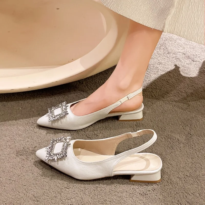 New Designer RUANDAI Spring and Autumn Fashion Sexy Banquet Comfortable Crystal Solid Color Pointed Toe Women\'s High Heels