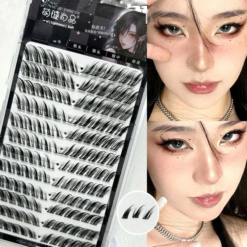 12 Rows Mink Fox Effect False Eyelashes Individual Cluster Extension Eyelash Segmented Lashes Fox Eye Effect Single Eyelashes