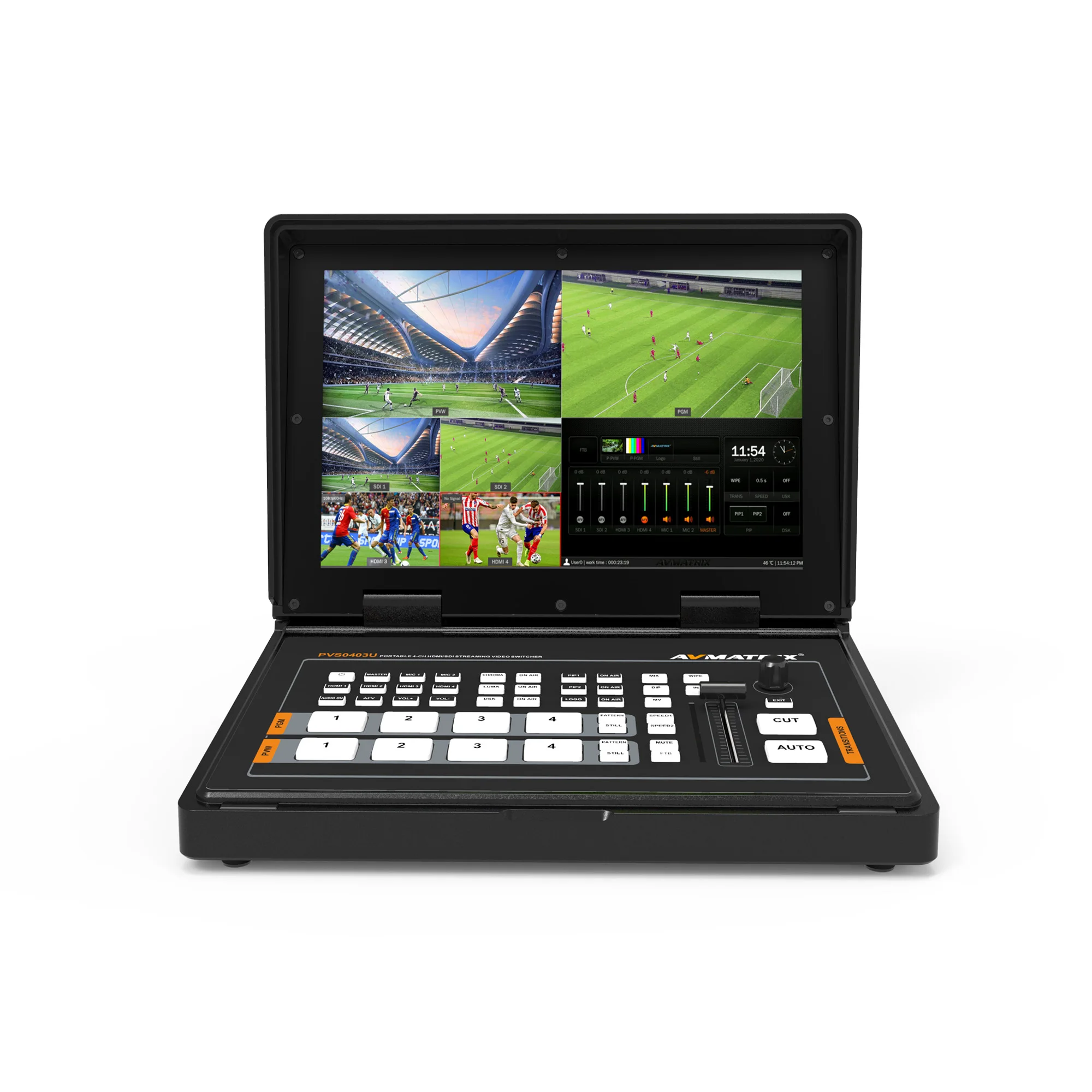 AVMATRIX PVS0403U 10 Inch Portable Monitor Multi-Format Live Streaming Equipment 4 Channel 3G-SDI HDMI Video Mixer Switcher