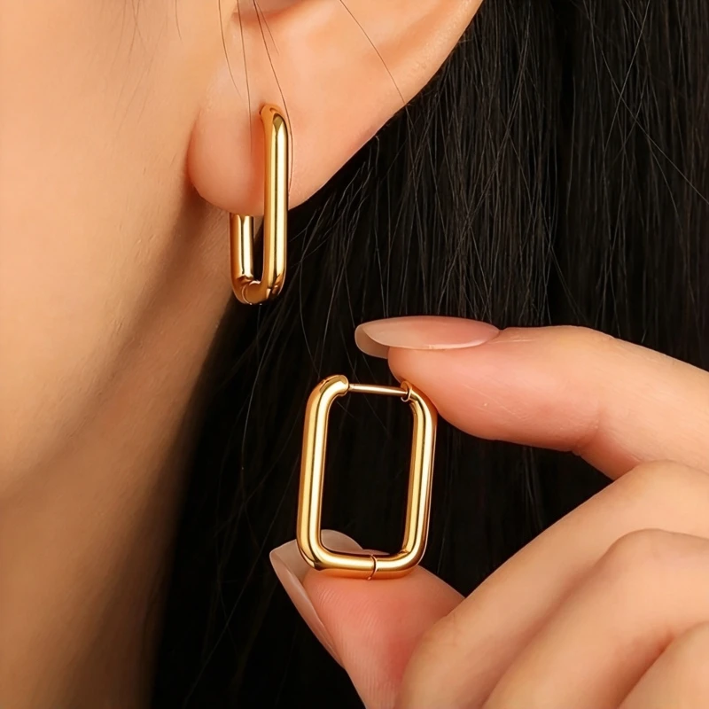 Gold + Silver Geometric Earrings 2 Pack | High Luxury Personality Simple and Versatile Stainless Steel Earrings Exquisite Gifts