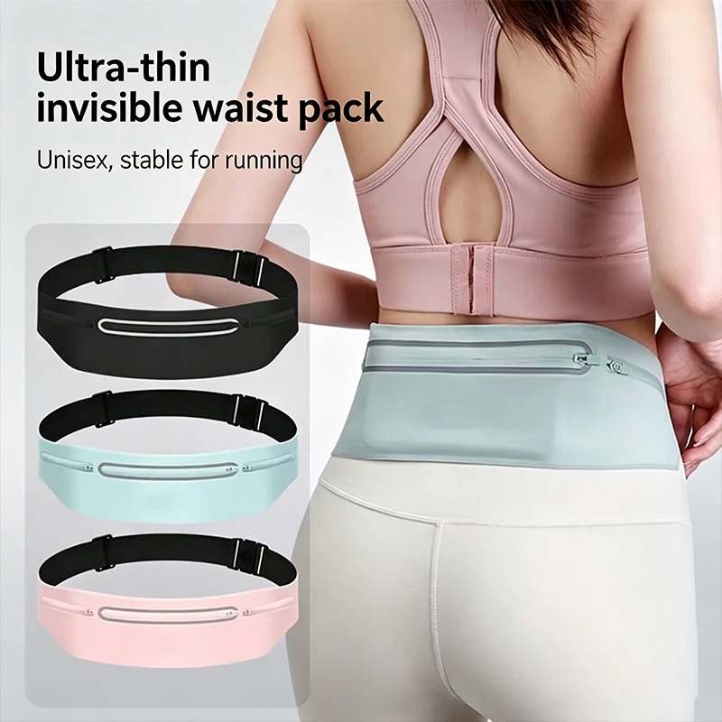 Slim Waist Bag Multi-Functional Invisible Running Waist Pack Large-Capacity Breathable Fanny Pack Portable Jogging Waist Bag