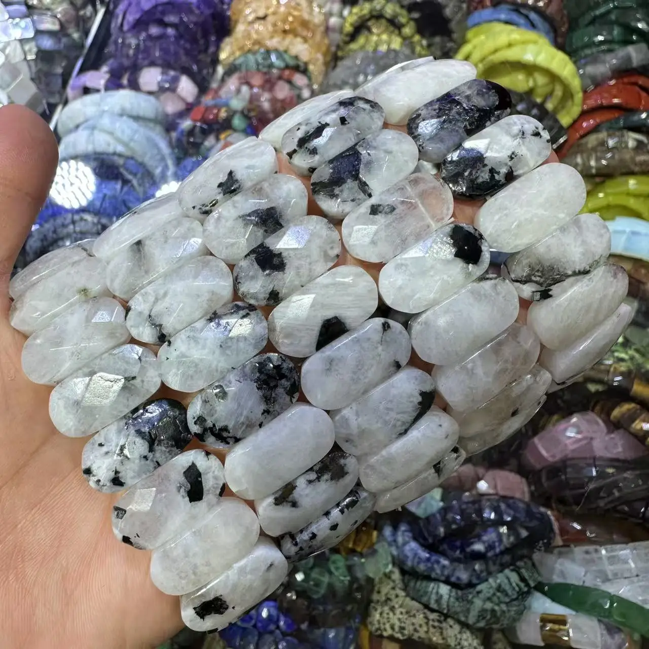 

AAA Natural 10*20mm Stone Good Quality Agate Strawberry Crystal Fluorite Bracelet Charm Fashion Bangle For Couple Gift Jewelry