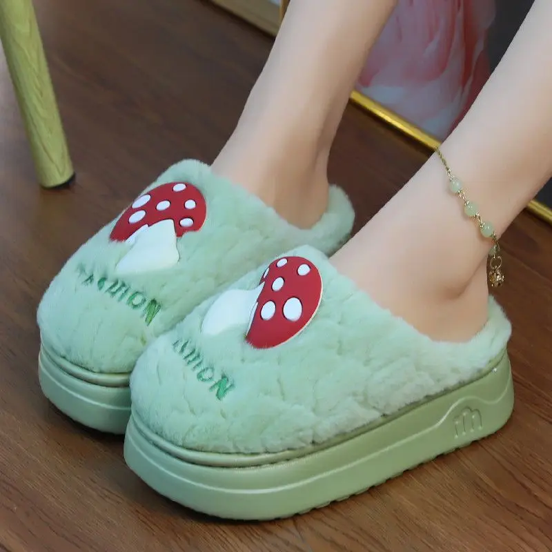 

2024 new arrival women for slippers winter indoor plush home non-slip furry warm Shoes thick soled couple cotton slides shoe ﻿