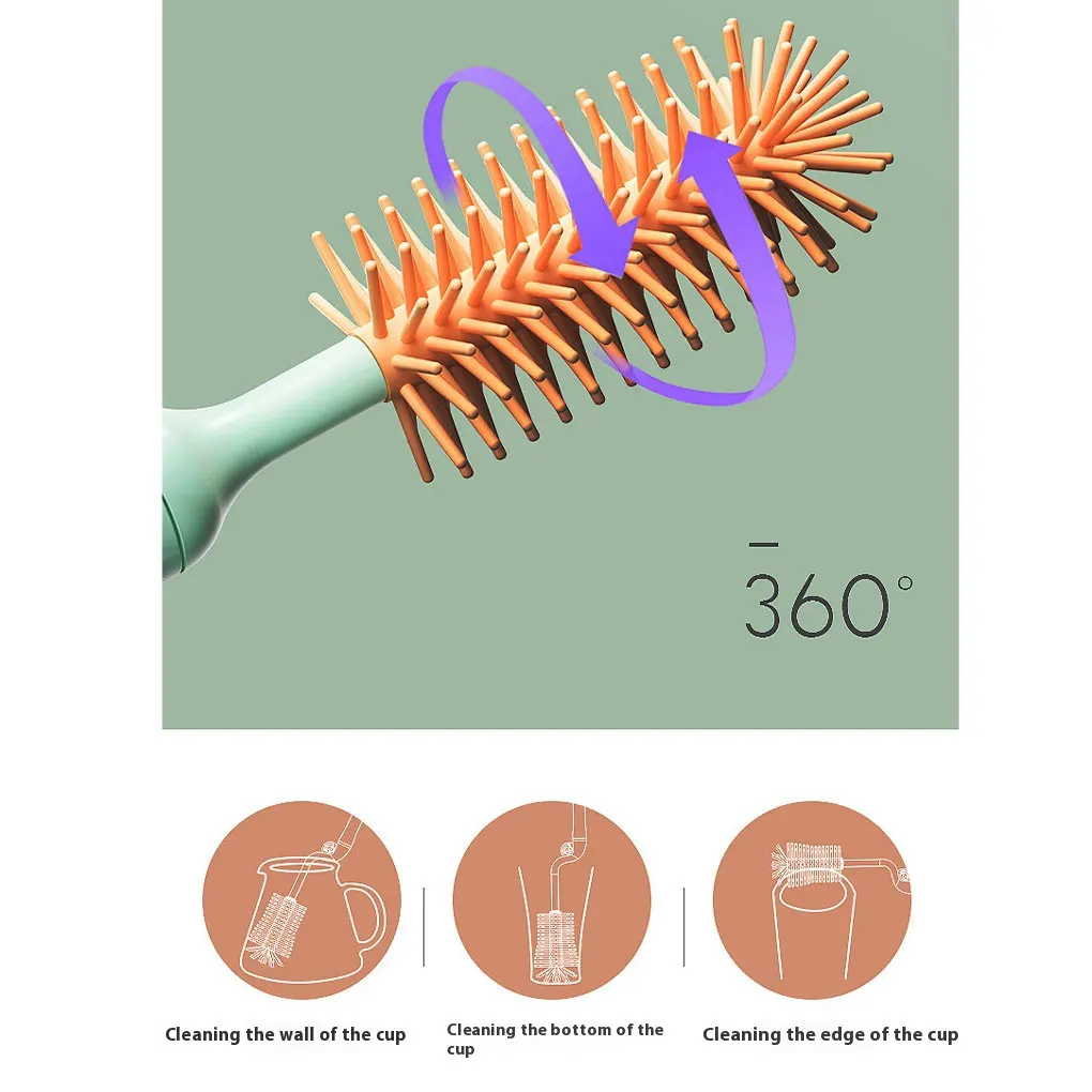 فرشاة تنظيف زجاجات الأطفال المحمولة 360 درجة، فرشاة تنظيف زجاجات الأطفال الكهربائية، 3 قطع باللون الوردي #4