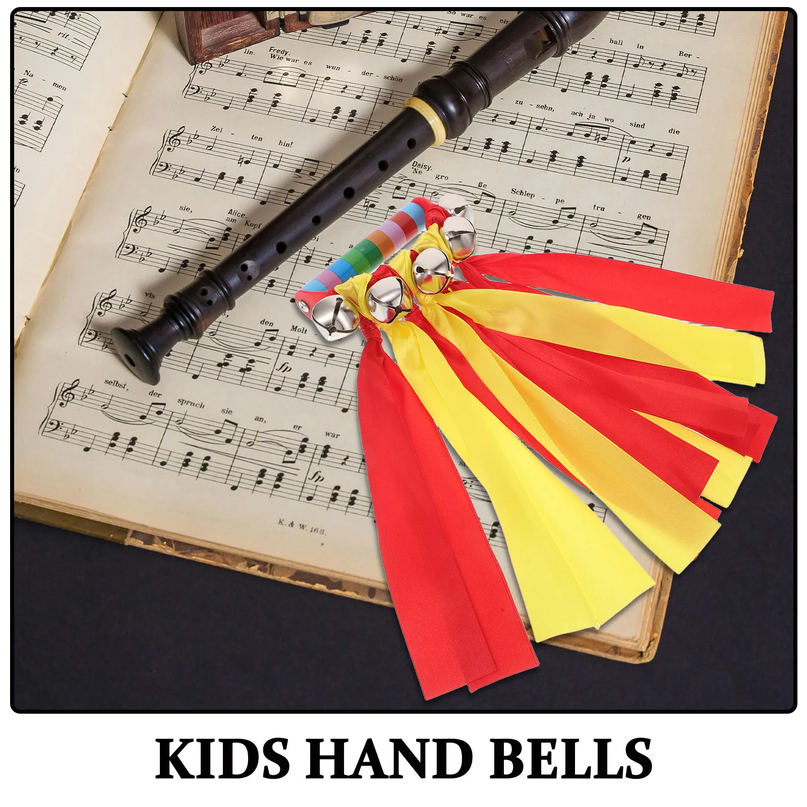 1 Para dzwoneczków z kolorowymi wstążkami dla dzieci, wytrzymałe plastikowe uchwyty, bezpieczny pasek, wielokrotnego użytku, rekwizyty do tańca, gimnastyki i występów.