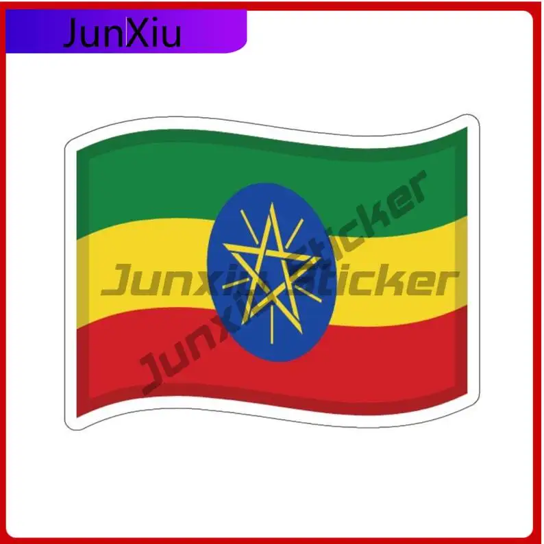 

Ethiopian Flag Sticker Ethiopia Scratch-proof Pvc Accessories Decorations For Laptop Car Bicycle Skateboard Laptop Rv Camper Win