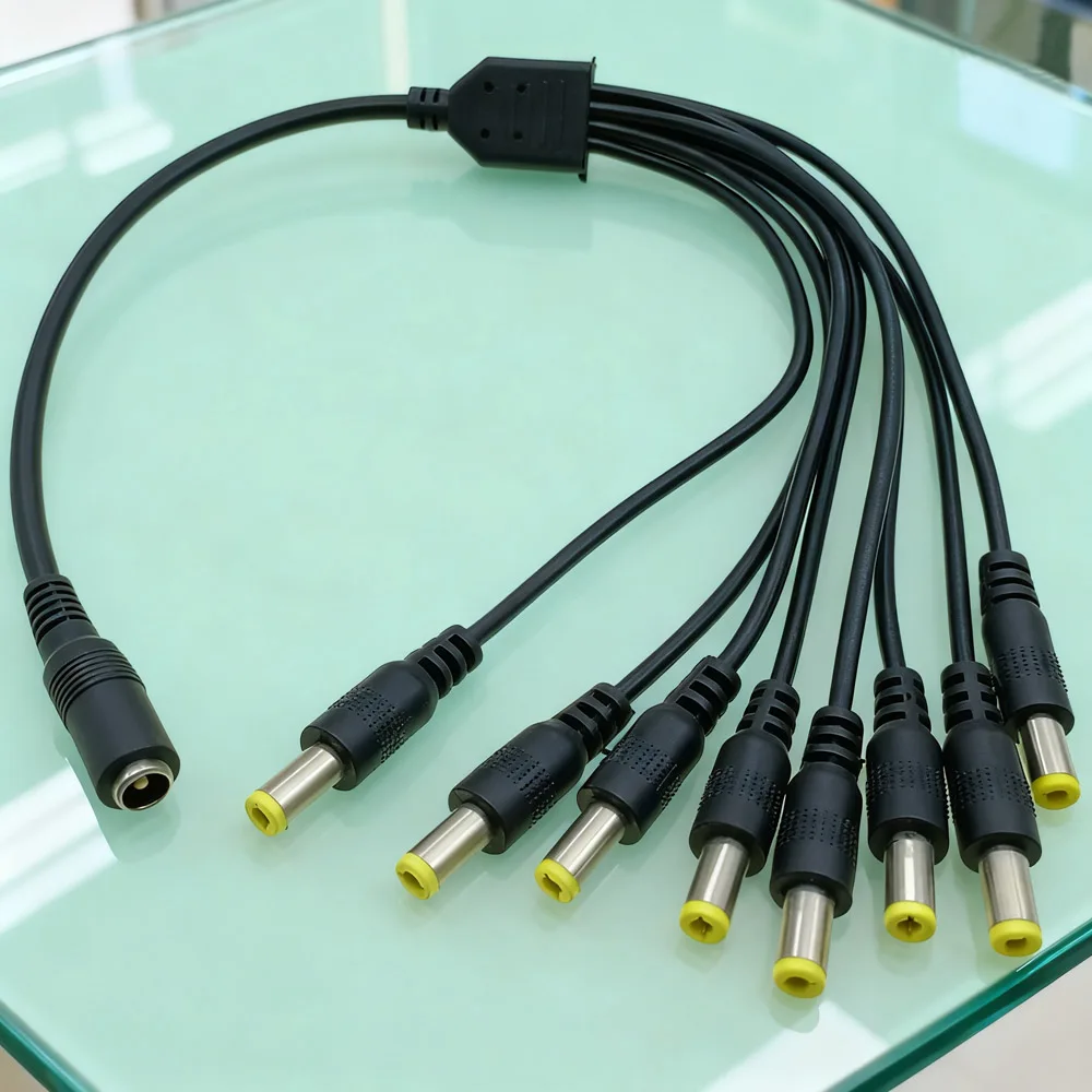 1 to 2/3/4/5/6/8 Way DC Power Splitter Cable 5.5* 2.1mm 5V 12V Power Adapter Connector Cord For LED Strip Lights CCTV Camera