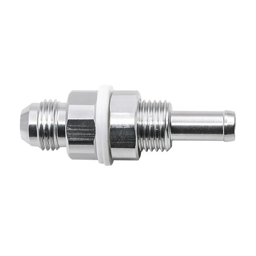 1 X 6AN Male Flare Bulkhead To 5/16 Hose Barb Fuel Tank Fitting Auto Modified Hose Bar Fuel Tank Fitting Silver Accessories