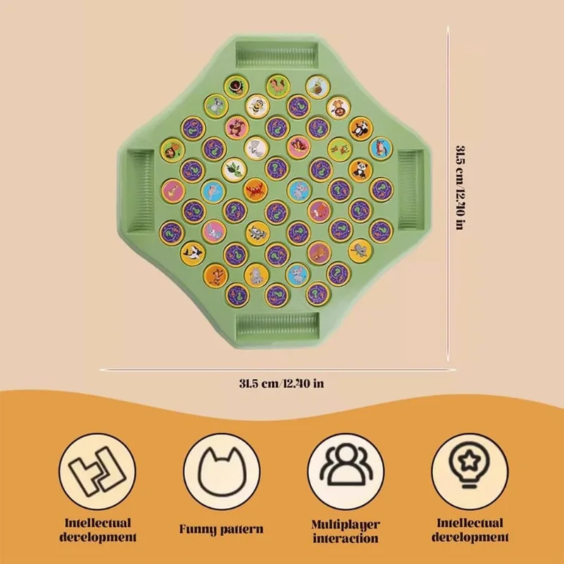 لعبة لـ 2-4 أشخاص لعبة شطرنج للأطفال ألعاب فكرية ممتعة مراقبة وتركيز تدريب شطرنج على شكل حيوانات #2