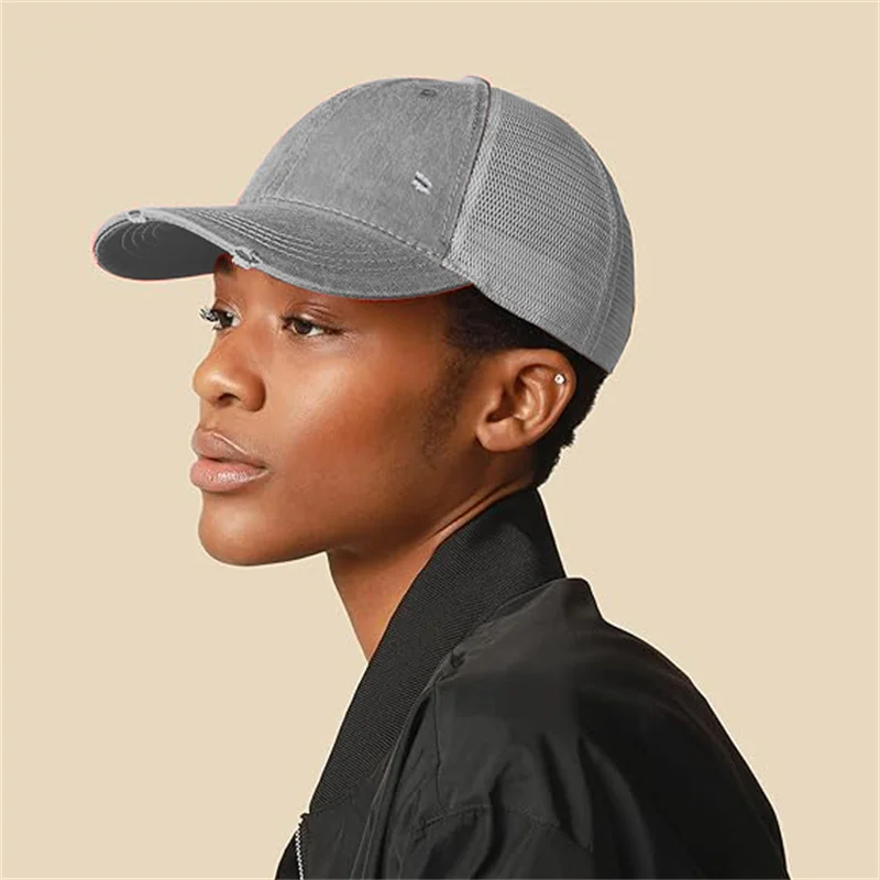 Fashion Trucker Caps Solid Color Patch Four Seasons Snapback Baseball Cap For Men Women Adjustable Breathable Mesh Visor Hat