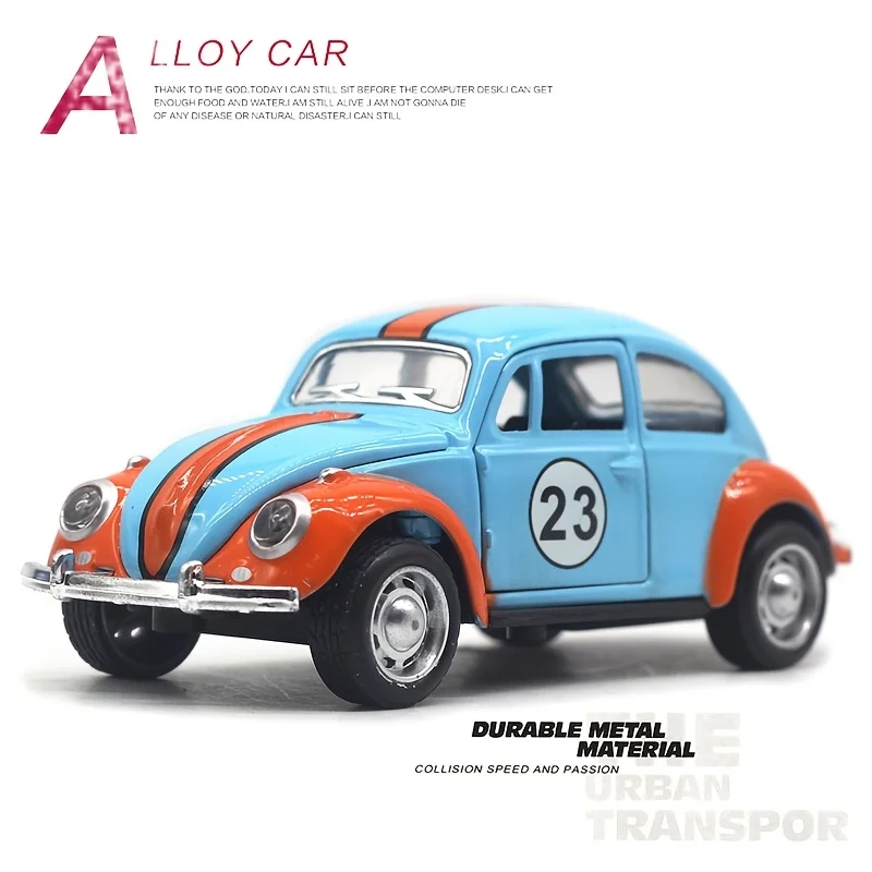 1:36 뉴 빈티지 비틀 합금 다이캐스트 클래식 모델 장난감 자동차, 문이 열리는 풀백 기능, 수집용 장식품, 남자아이 장난감