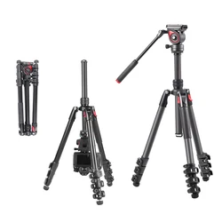 miliboo MUFA-BK Professional Photographic Travel Compact Aluminum Heavy Duty Tripod Monopod&Fluid Head for Digital DSLR Camera