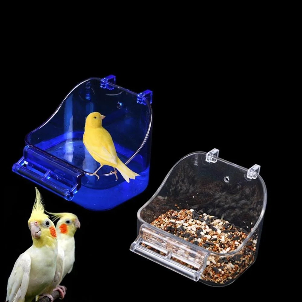 Multifunctional Hanging Bird Bath Cage Plastic Bathing Box Parrot Bathtub Pet Shower Bird Bowl High Quality Pet Products