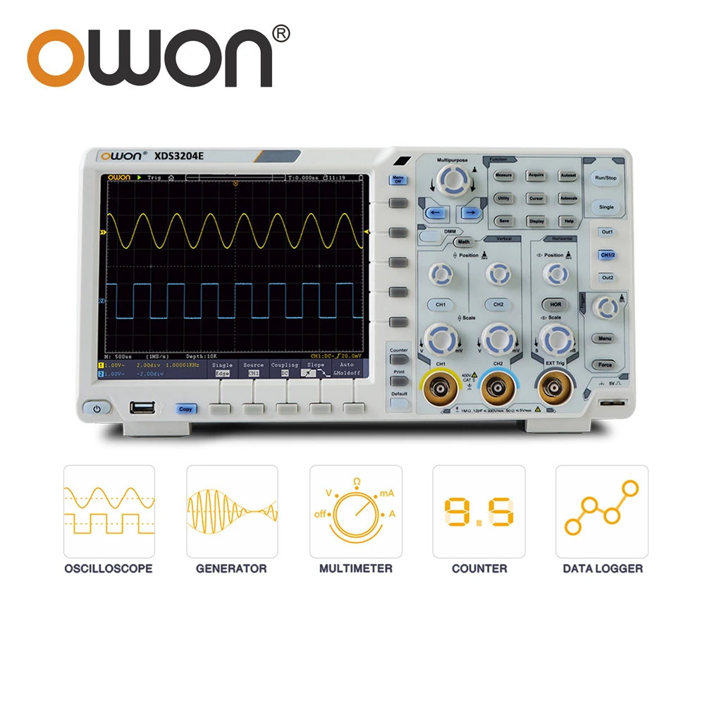 OWON XDS3204E 4 Channel Digital Oscilloscope 4CH 200MHz 1GS/s 8