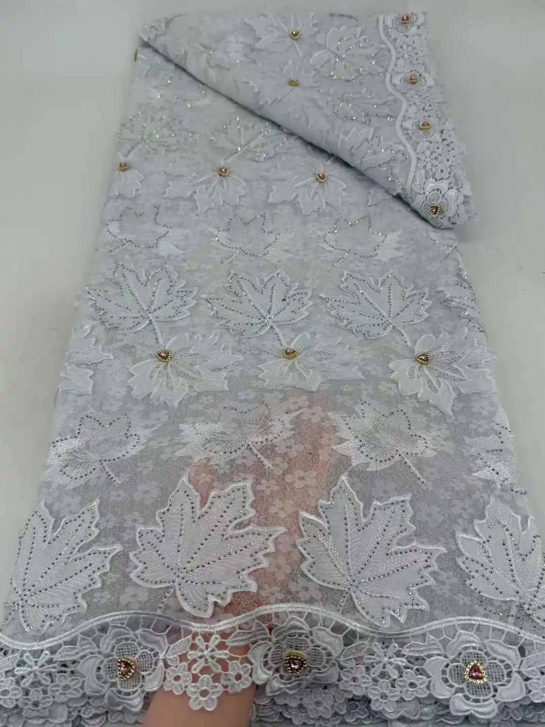 신부를 위한 기퓌르 시폰 튤 레이스 원단, 비즈와 스팽글이 있는 나이지리아 아프리카 스타일, 웨딩 파티용, 최신 2025 핫 세일