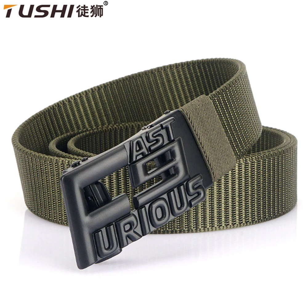 

TUSHI Metal Automatic Buckle Canvas Men Thick Nylon Jeans Pants Belt Casual Outdoor Multifunctional Tactical Designer Male Belts