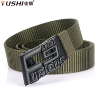 TUSHI Metal Automatic Buckle Canvas Men Thick Nylon Jeans Pants Belt Casual Outdoor Multifunctional Tactical Designer Male Belts