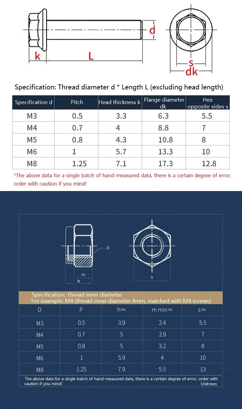 M3 M4 M5 M6 M8 304 Stainless Steel Metric Thread Phillips Flange Bolts External Hex Hexagon Screws Nylon Insert Lock Nut Set - Image 2