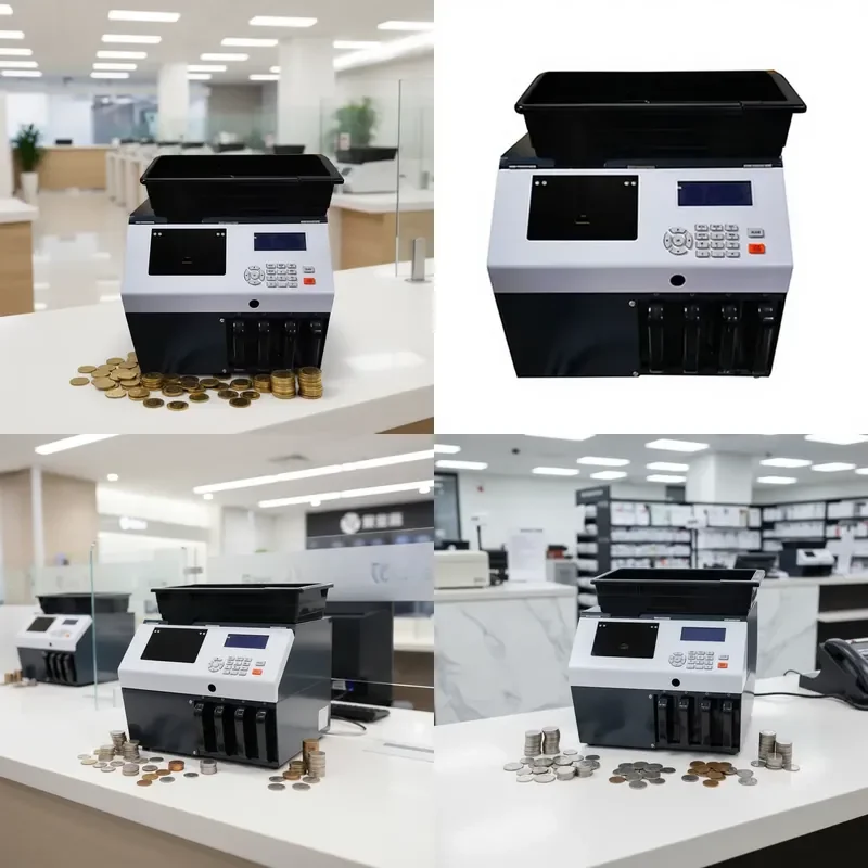 High Speed 4 Slot Coin Counter Sorter Machine 600 Coins Per Minute LCD Display Fake Currency Detection for Bank Business Use