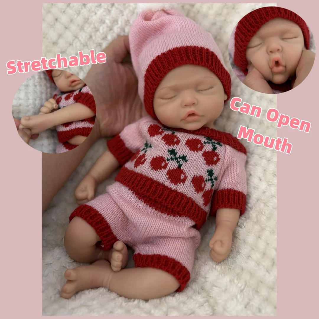 

13Inch Waterproof Whole Body Silicone Bebe Reborn Girl Doll With Open Mouth 3D Painted Skin Lifelike Realistic Newborn Doll