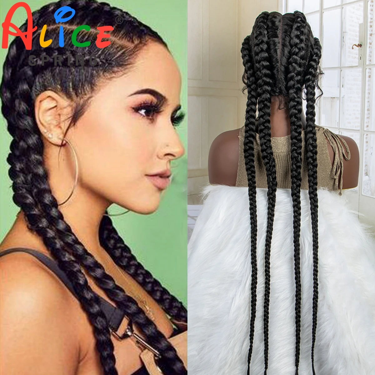 

Synthetic Lace Front Wig Braided Wigs Handmade Braids Wig for Black Women Twist 4x Braided Wigs with Baby Hair Natural Hairline