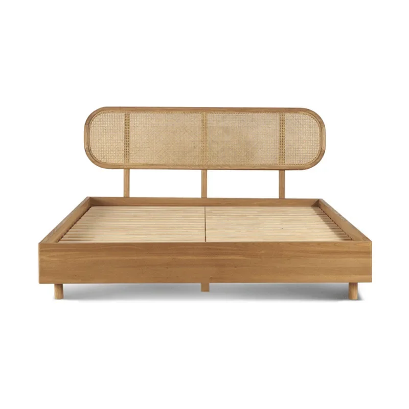 American solid wood bed 1.2 meters single bed modern simple leather soft backrest bed small apartment