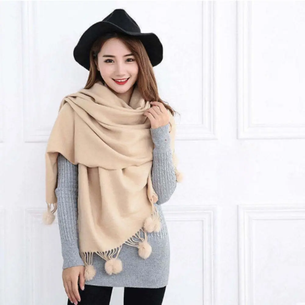 High Quality Cashmere Shawl Scarf Oversized Soft Texture Oversized Pashmina Poncho Warm Thick Fabric Solid Color