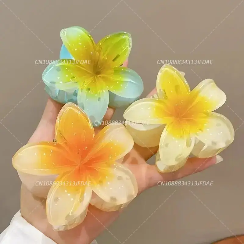 

Hawaiian Style Flower Shape Hair Claw Clips for Women Girls Barrette Crab Claw Clip Ponytail Hairpins Bath Beach Headwear