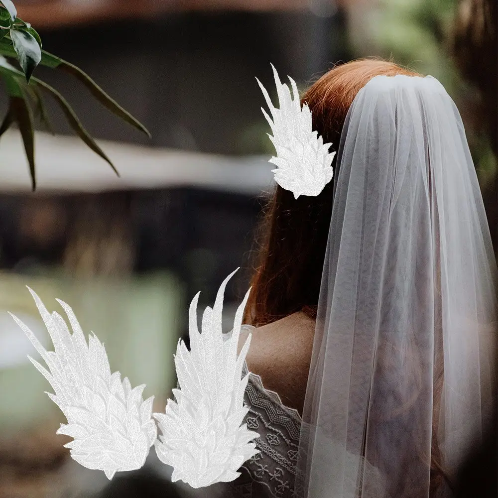 

Hair Accessories Fairy Feather Embroidery Edge Clip Cosplay Sweet Wing Headdress Halloween Hair Decors Duckbill Clip Women