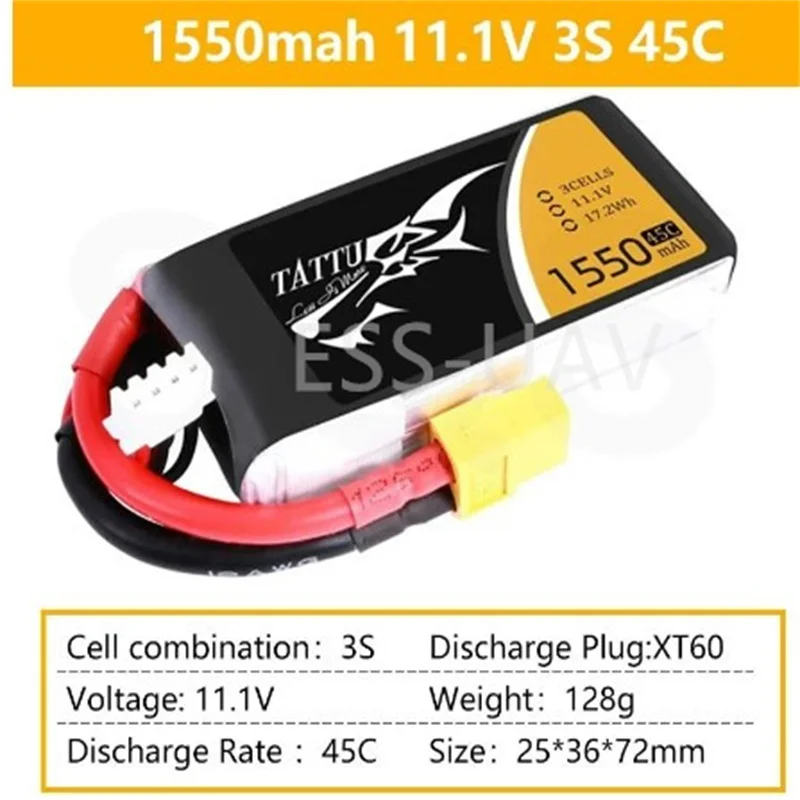 ACE Tattu FPV LiPo Rechargeable Battery 3S 4S 1550mAh 45C 75C 1P for RC FPV Racing Drone Quadcopter