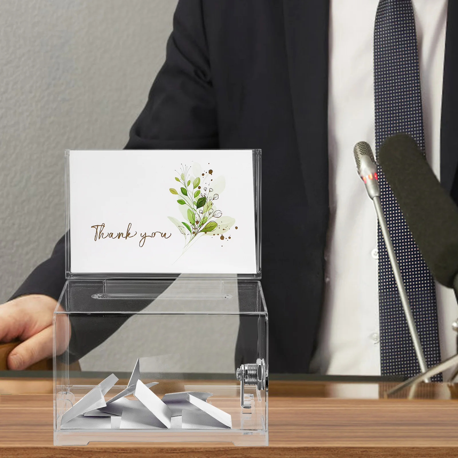 Acrylic Raffle Transparent Ballot Box Lock Sign Slot Secure Donation Collection Container For Office Voting Fundraising