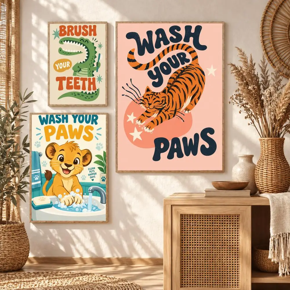 Clean Pet Dental Poster Art Wall Stickers & Self-Adhesive Decals for Home, Bedroom & Living Room