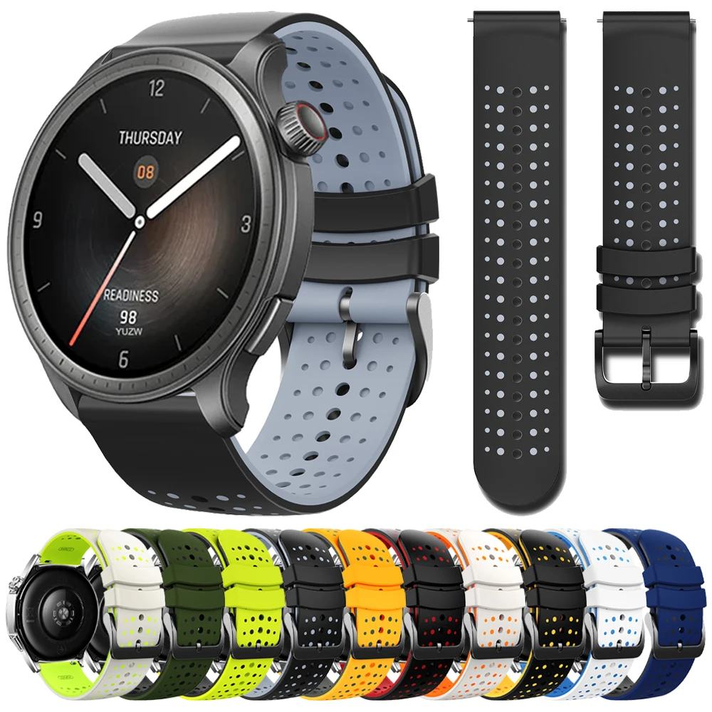 22mm Sports Silicone Strap For Huami AMAZFIT BALANCE /CHEETAH Pro Wristbands AMAZFIT GTR 4 3 Pro GTR 2e 47mm/BIP 6 46mm Bracelet