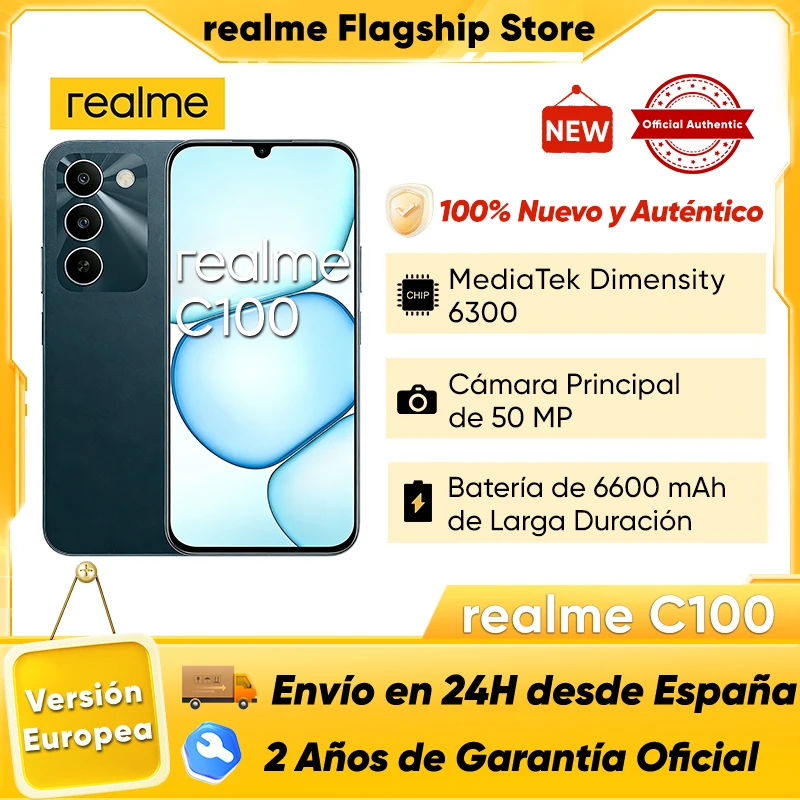 Móvil realme C100 5G Batería 6600mAh Pantalla 144Hz IP64 Doble SIM 4GB+128GB An…