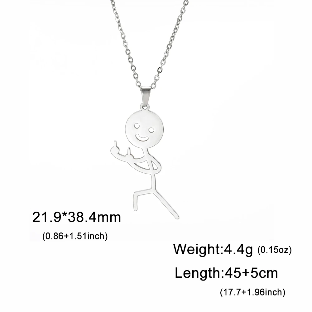 Teamer Hip Hop Mittelfinger Stickman Halskette Rock Punk Lustige Doodle Anhänger Halskette für Frauen Männer Trend Schmuck Geschenk – Detail 17
