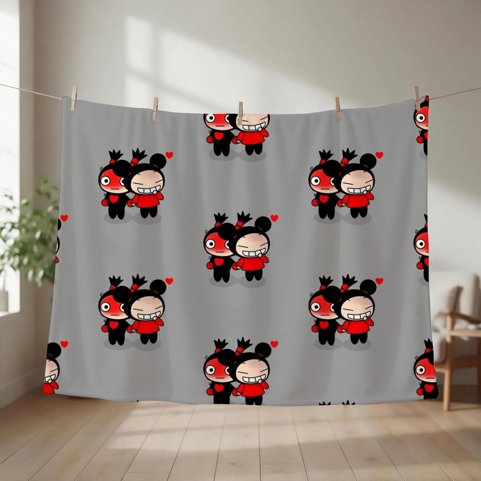 Pucca And Garu Throw Blanket Decorative Sofa Heavy blankets and throws Luxury Throw Blankets
