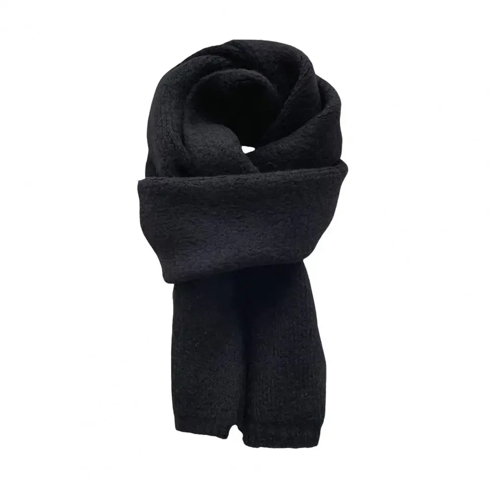 Knitting Scarf Solid Color Thickened Warm Women Scarf Cold Weather Thermal Neck Wrap Casual Outfit Scarf