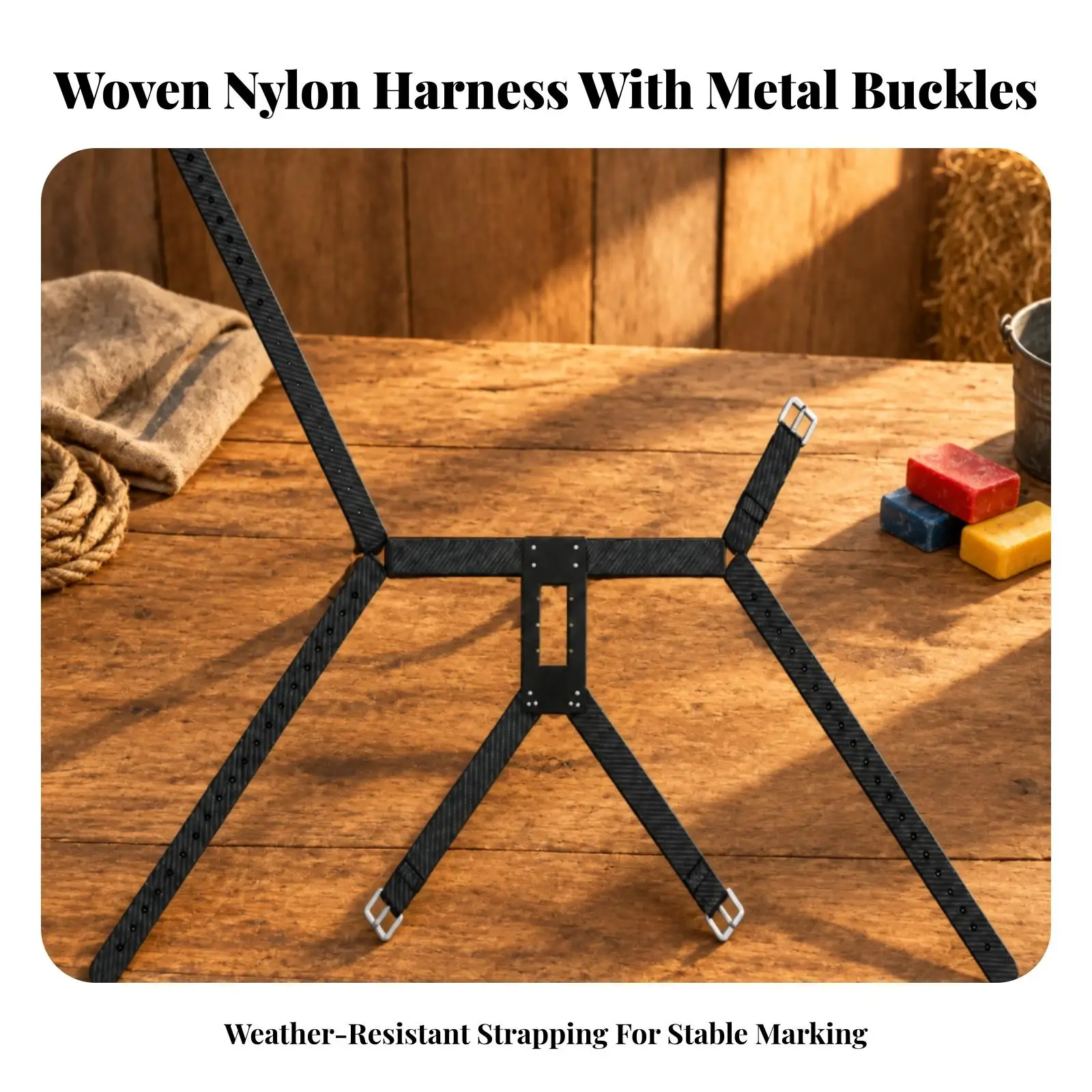 Black Sheep Marking Harness Livestock Breeding Belt with Buckles Heavy Duty Crayon Mount for Ranch Tracking