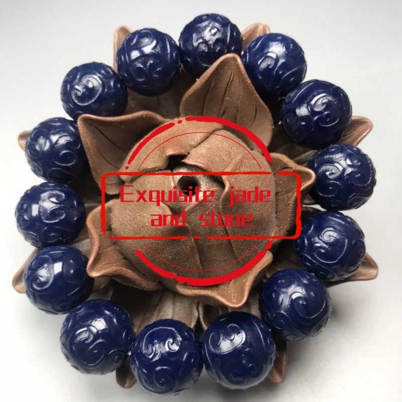 

Natural old agate blue agate paper bead bracelet single circle retro ethnic style men's and women's same bracelet beads