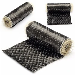 New 12K 200G 10*100cm Black Carbon Fiber Cloth Fabric Tape Uni-directional Weave