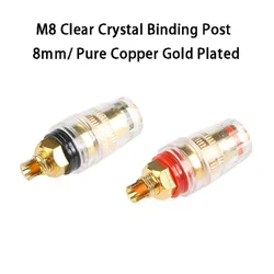 M8 All-Copper Crystal Binding Post, 8mm Banana Socket, 4mm Amplifier Speaker Audio Terminal, Large Transparent Connector
