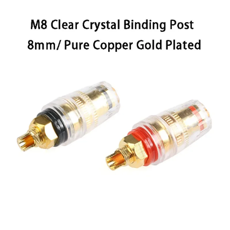 1Pcs M8 All-Copper Crystal Binding Post Banana Socket 8mm Speaker 4mm Amplifier Audio Large Transparent Binding Post