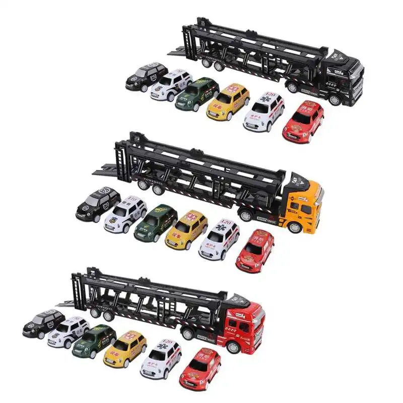 Carrier Truck Toy Alloy Diecast Simulation Container Truck Toy With Detachable 6 Cars Model Kids Cognitive Toy Gift For Children