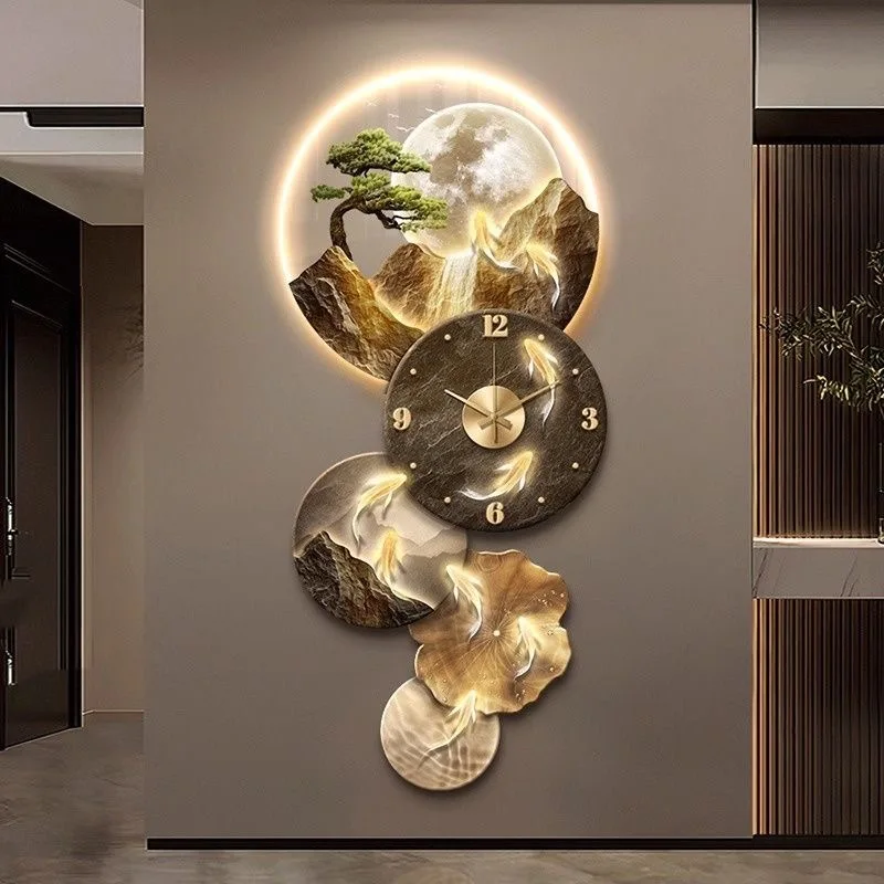 Creative Wall Clocks Luxurious Grandiose Wall Clocks Precious Porcelain Landscape Art Painting Home Decoration Accessories
