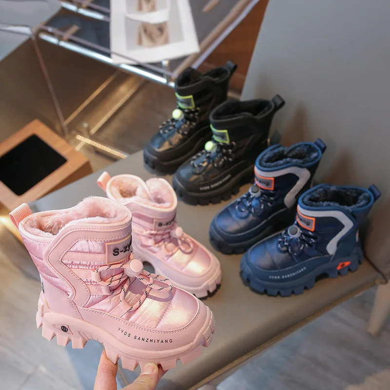 

Зимние высокие зимние сапоги для девочек 2026, теплые хлопковые сапоги на флисовой подкладке с декором на пуговицах, нескользящая подошва для маленьких девочек
