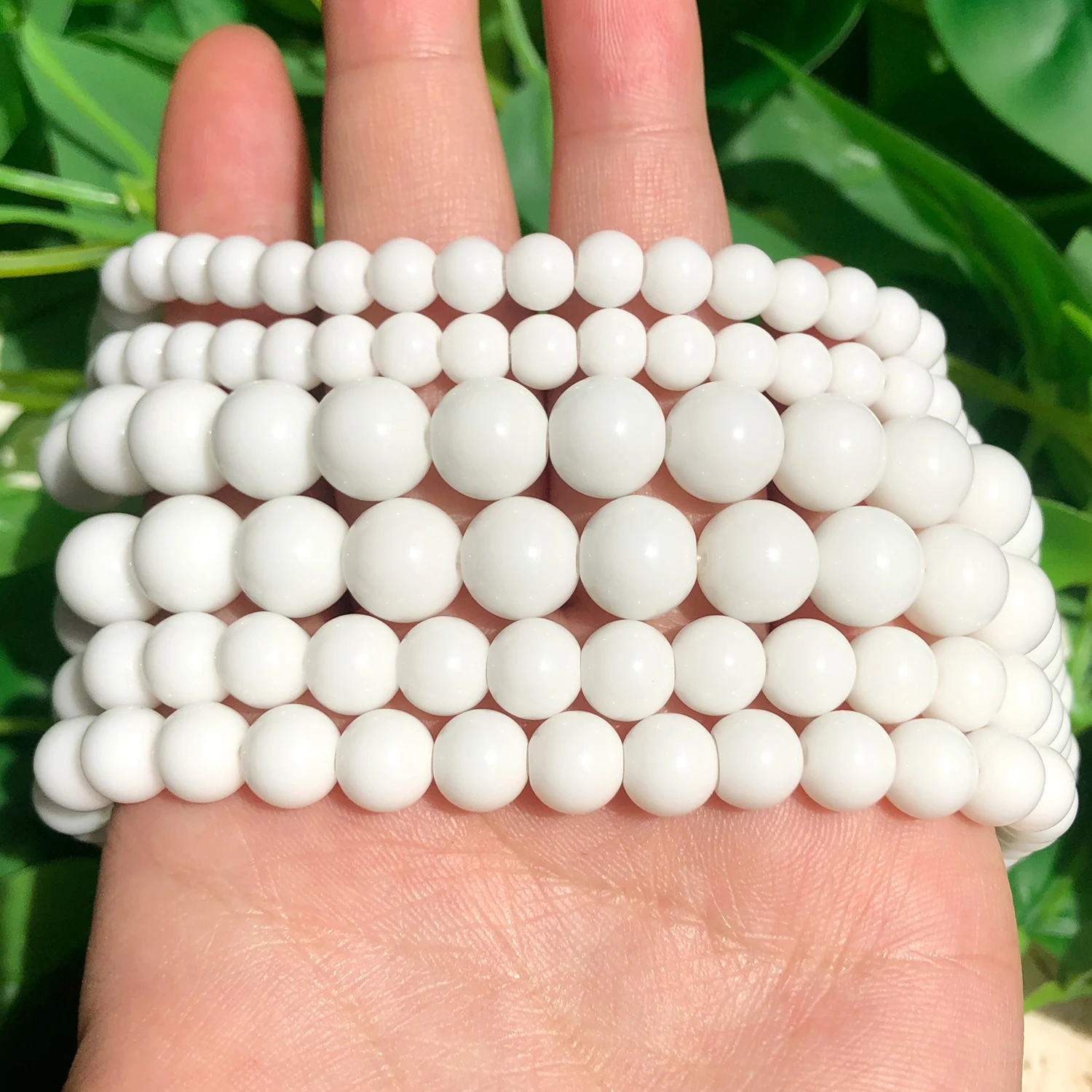 Wholesale Natural Tridacna Stone White Round Chalcedony Stone Loose Beads for Jewelry Making Diy Bracelet 4 6 8 10 12MM 15.5\