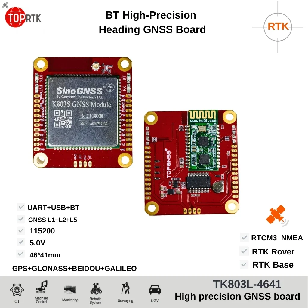 TK803L-4641 Bluetooth GNSS module board GNSS full system frequency, centimeter level, low-power RTK, high-precision GPS module