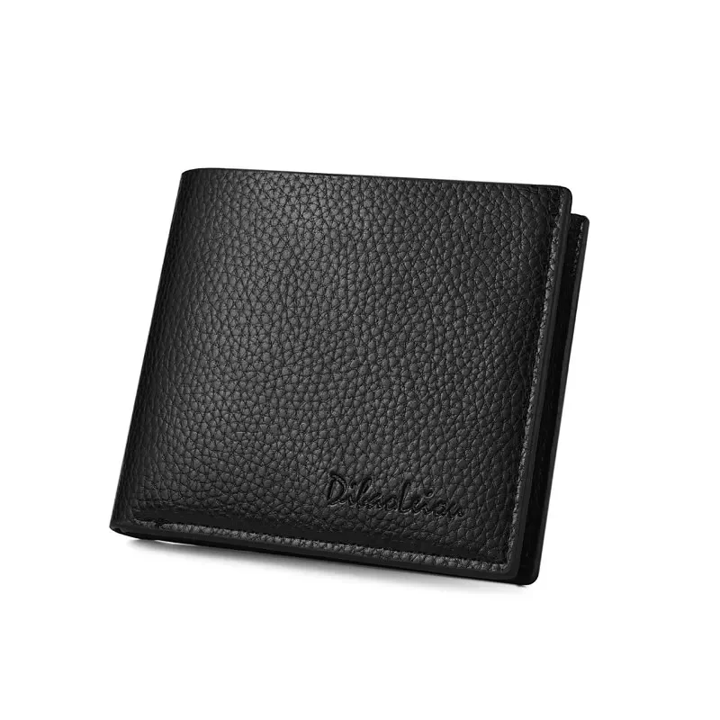 Portafoglio corto da uomo con stampa litchi Portafoglio per carte di credito con cerniera stile casual inglese
