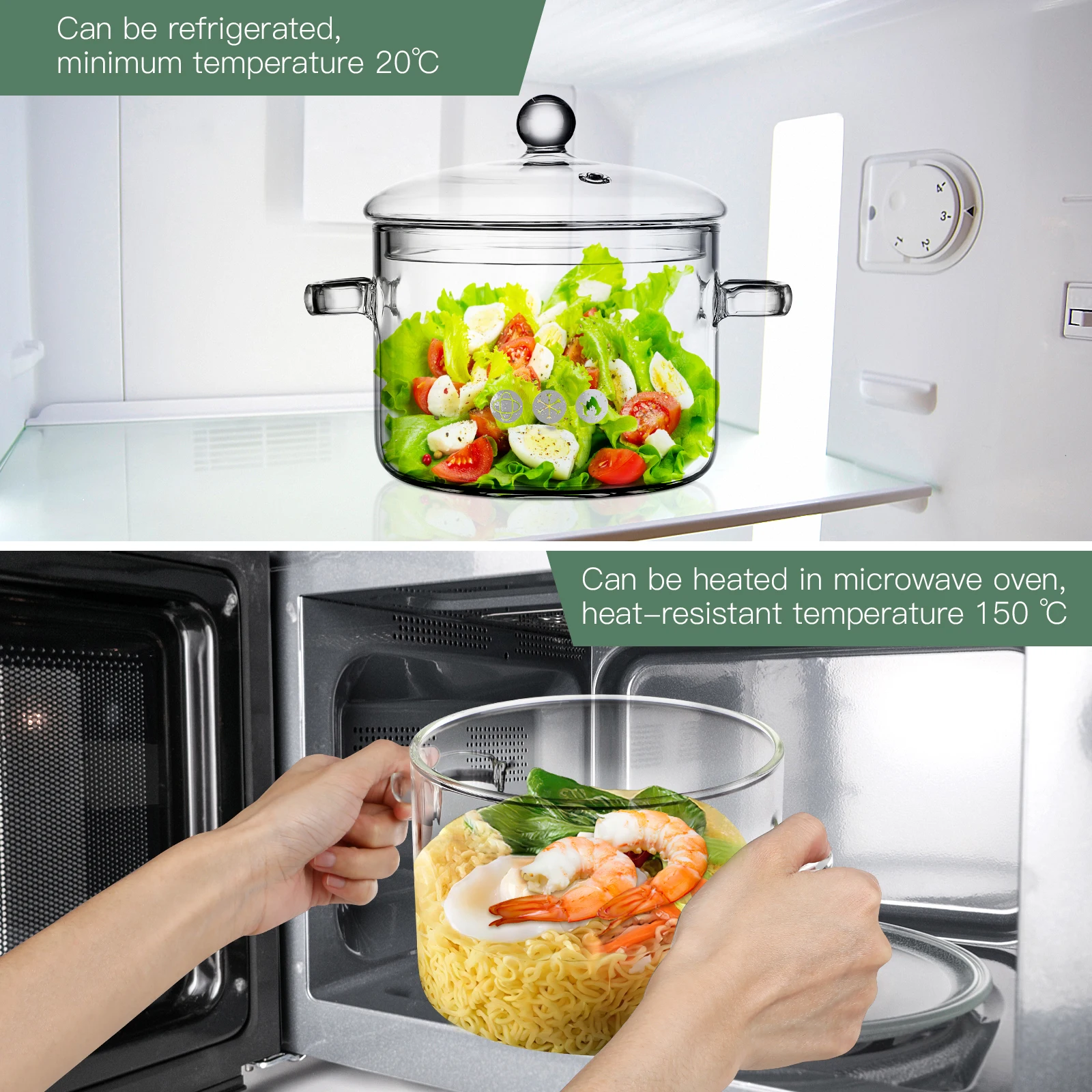 

Cooking Pot Household Stew Glass with Lid Heat Resistant Frying Pan Borosilicate Cookware Baby