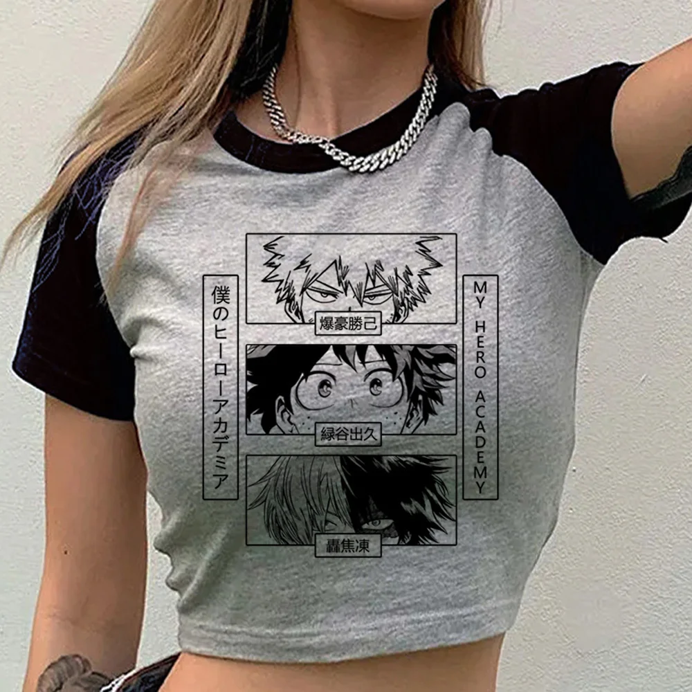 Bakugo Katsuki cropped top shoujo 2000s meme baddie goth funny t shirt anime cutecore gyaru goth cute